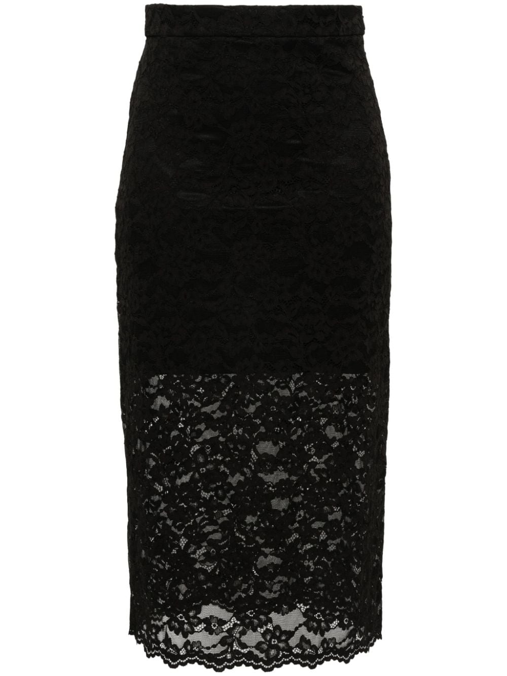 TWINSET logo-plaque floral-lace skirt - Black von TWINSET