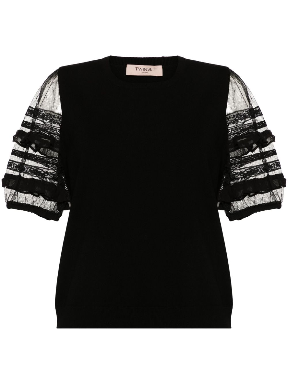 TWINSET logo-plaque knitted top - Black von TWINSET