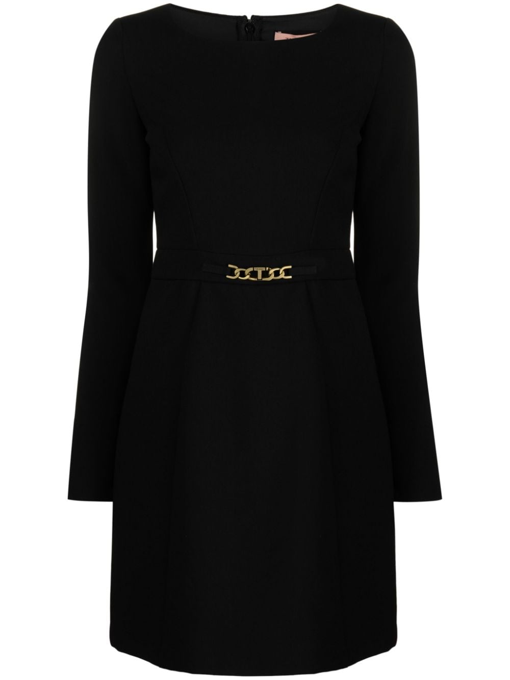 TWINSET logo-plaque long-sleeve minidress - Black von TWINSET