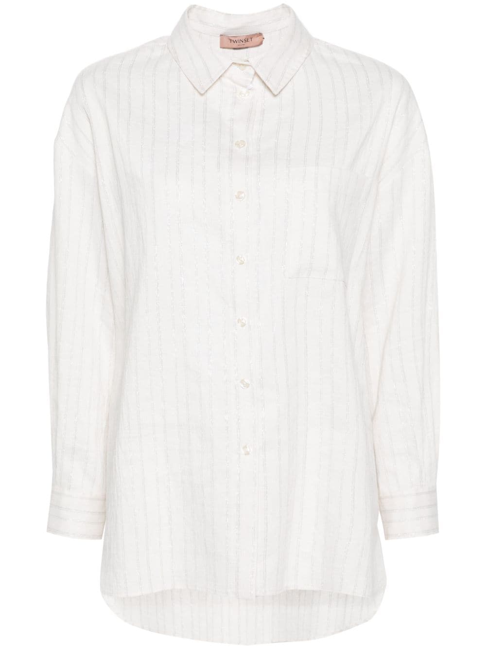 TWINSET metallic-threading striped shirt - Neutrals von TWINSET