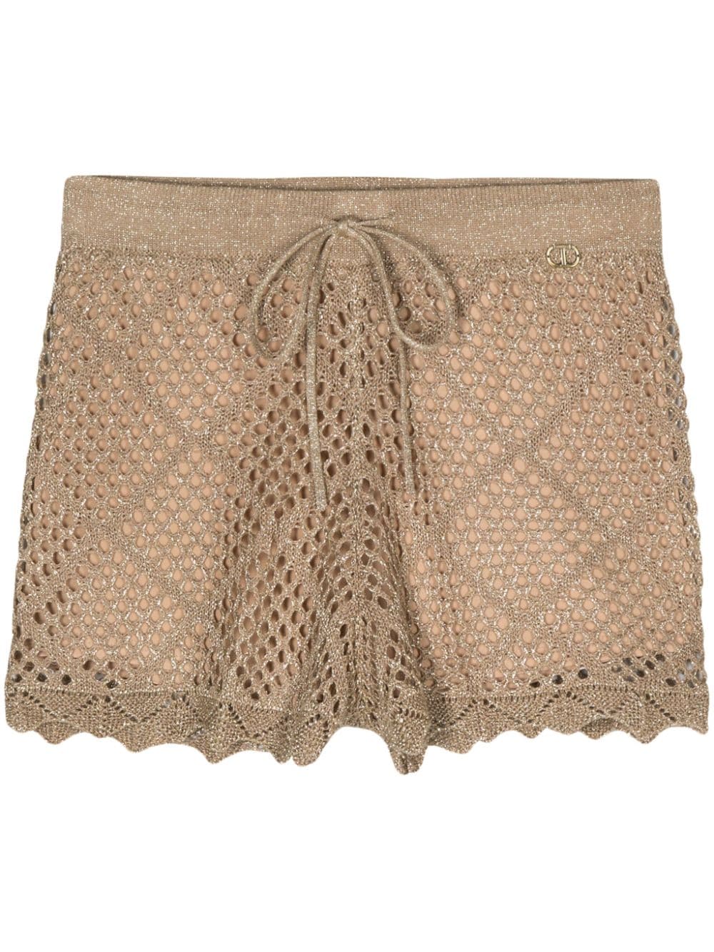 TWINSET open-knit lurex shorts - Gold von TWINSET