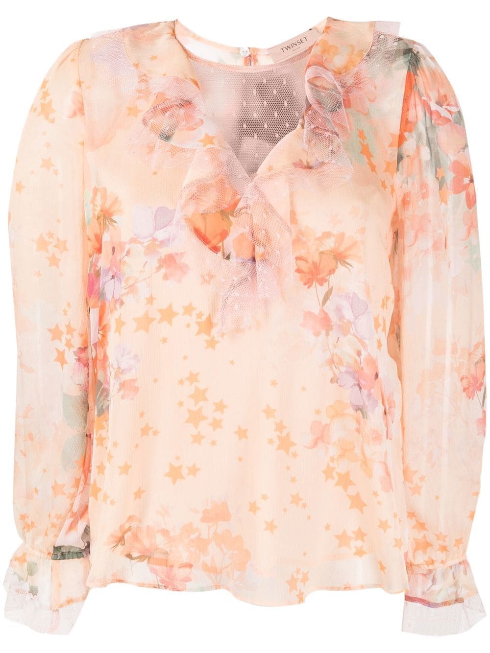 TWINSET ruffled floral-print blouse - Orange von TWINSET