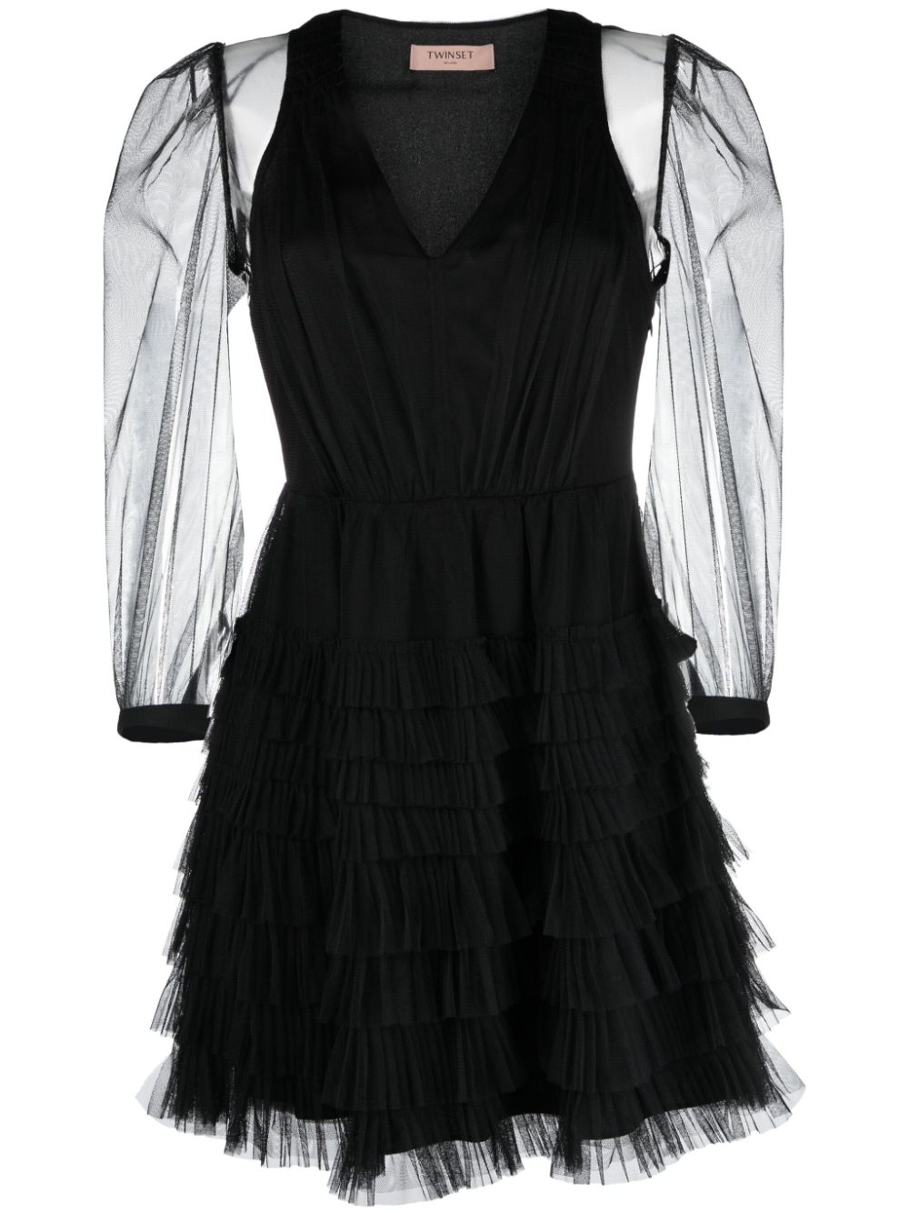 TWINSET ruffled semi-sheer minidress - Black von TWINSET