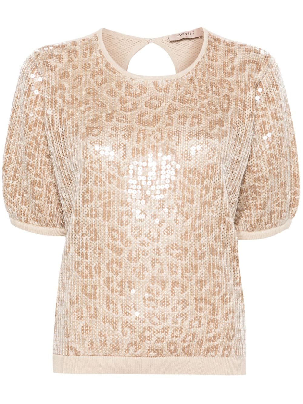 TWINSET sequined knitted T-shirt - Neutrals von TWINSET