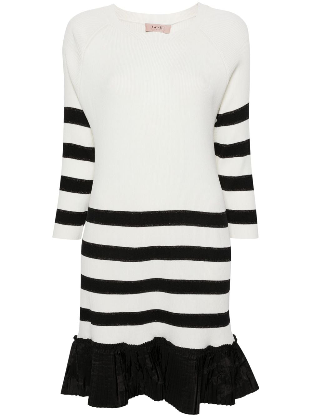 TWINSET stripe-print flounce-hem dress - White von TWINSET