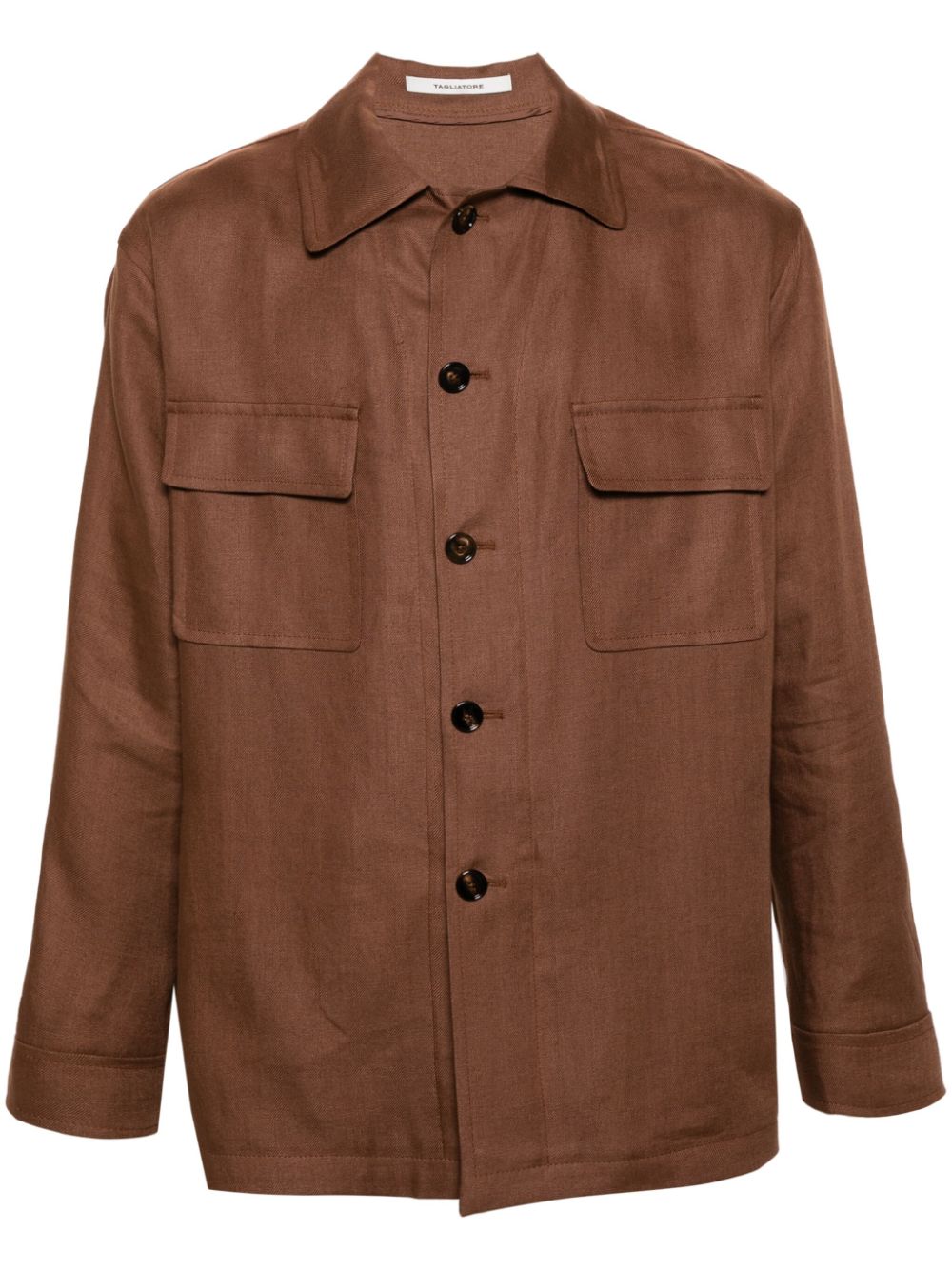 Tagliatore Damian linen shirt jacket - Brown von Tagliatore