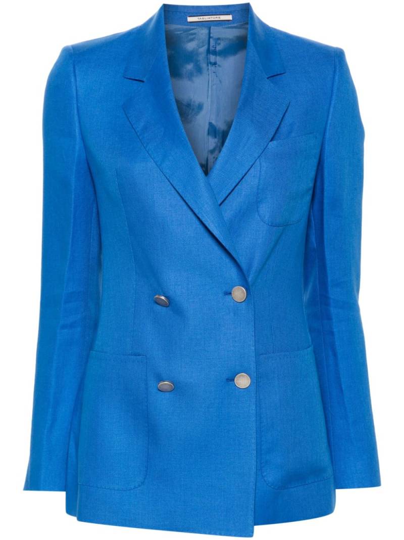 Tagliatore double-breasted linen blazer - Blue von Tagliatore