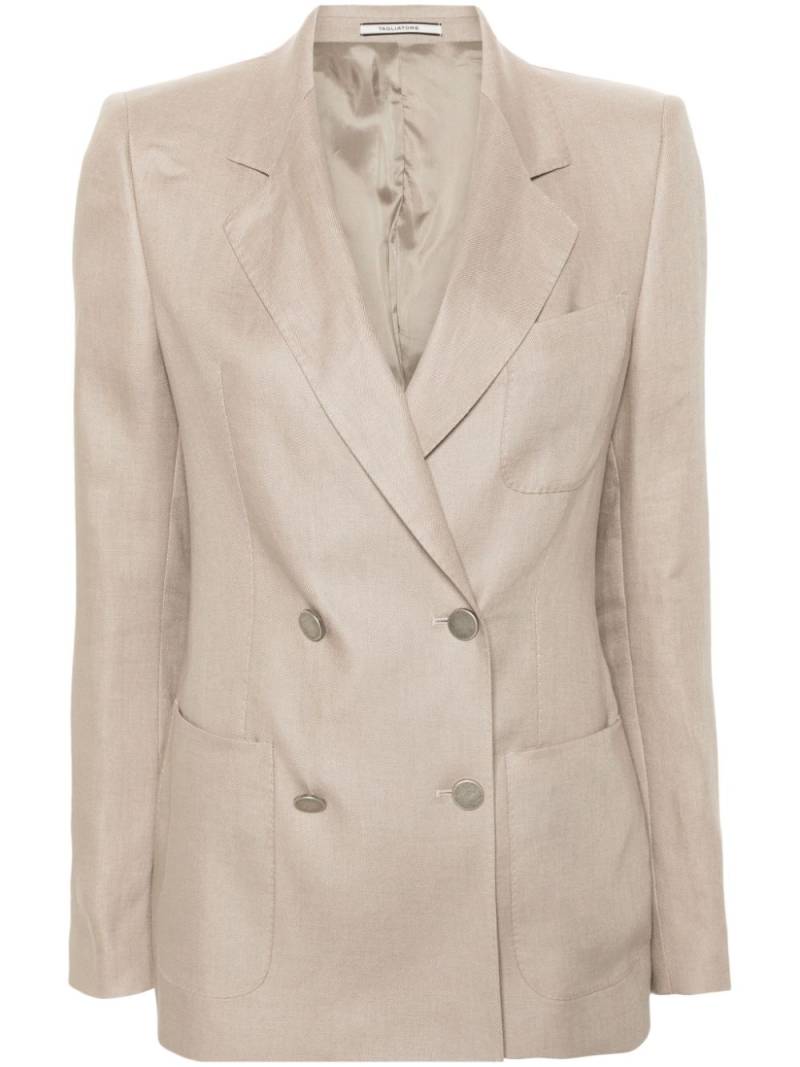 Tagliatore double-breasted linen blazer - Brown von Tagliatore