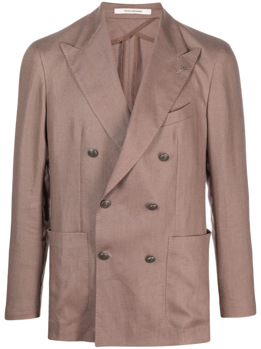 Tagliatore double-breasted linen blazer - Pink von Tagliatore