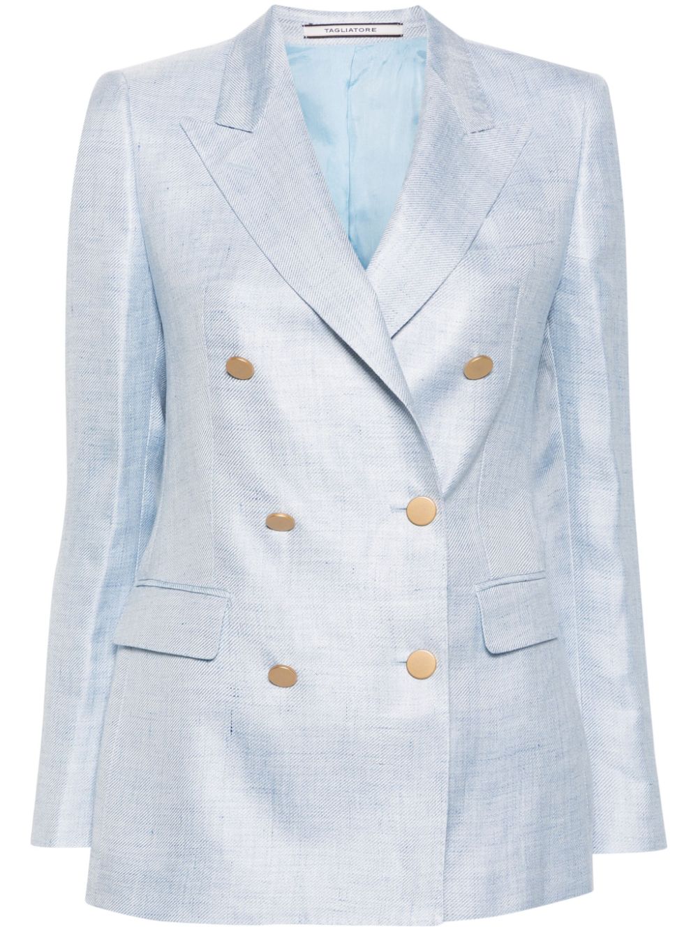 Tagliatore double-breasted linen-blend blazer - Blue von Tagliatore