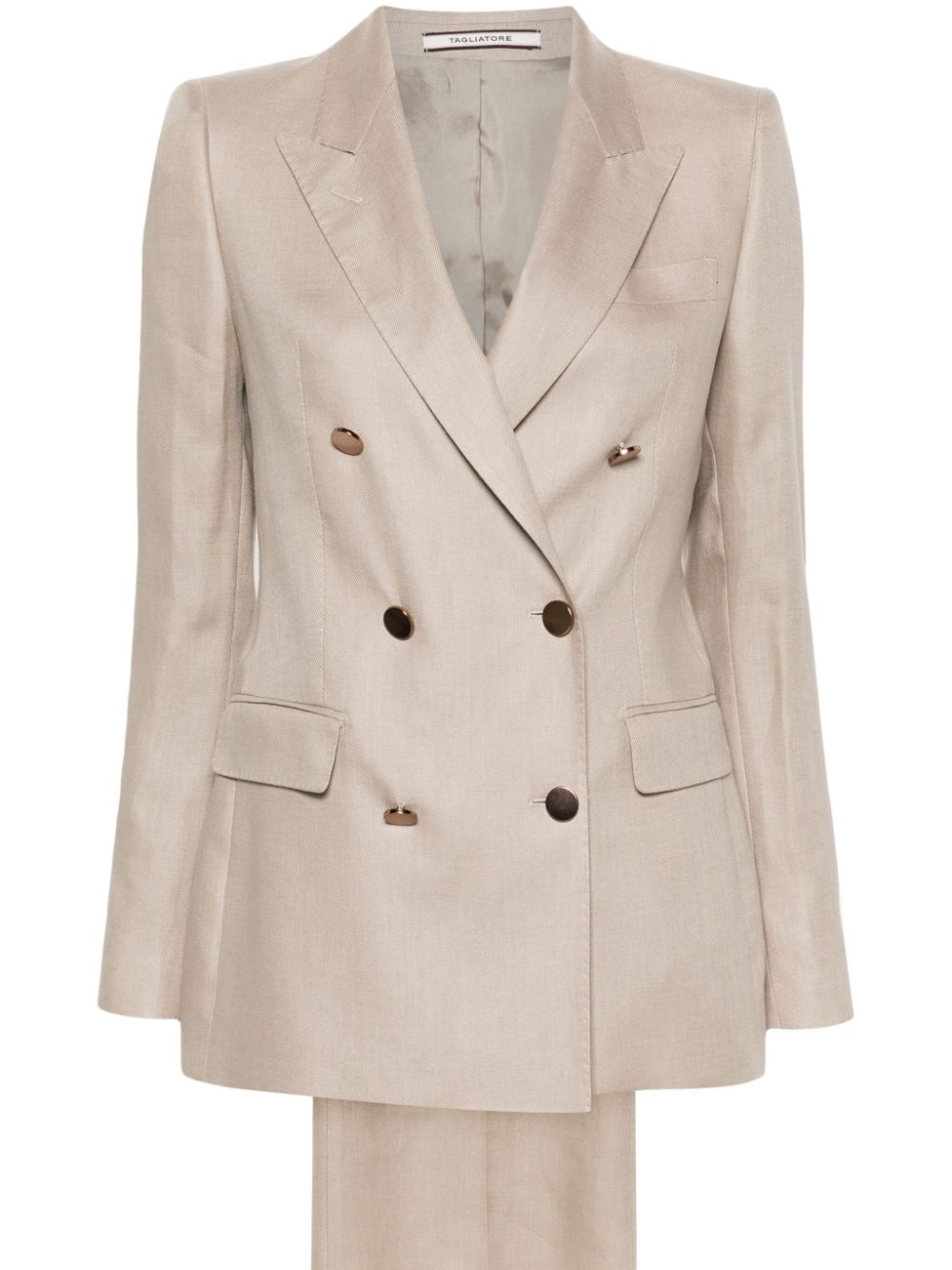 Tagliatore double-breasted linen suit - Neutrals von Tagliatore