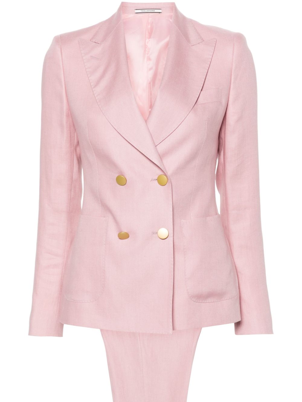 Tagliatore double-breasted linen suit - Pink von Tagliatore