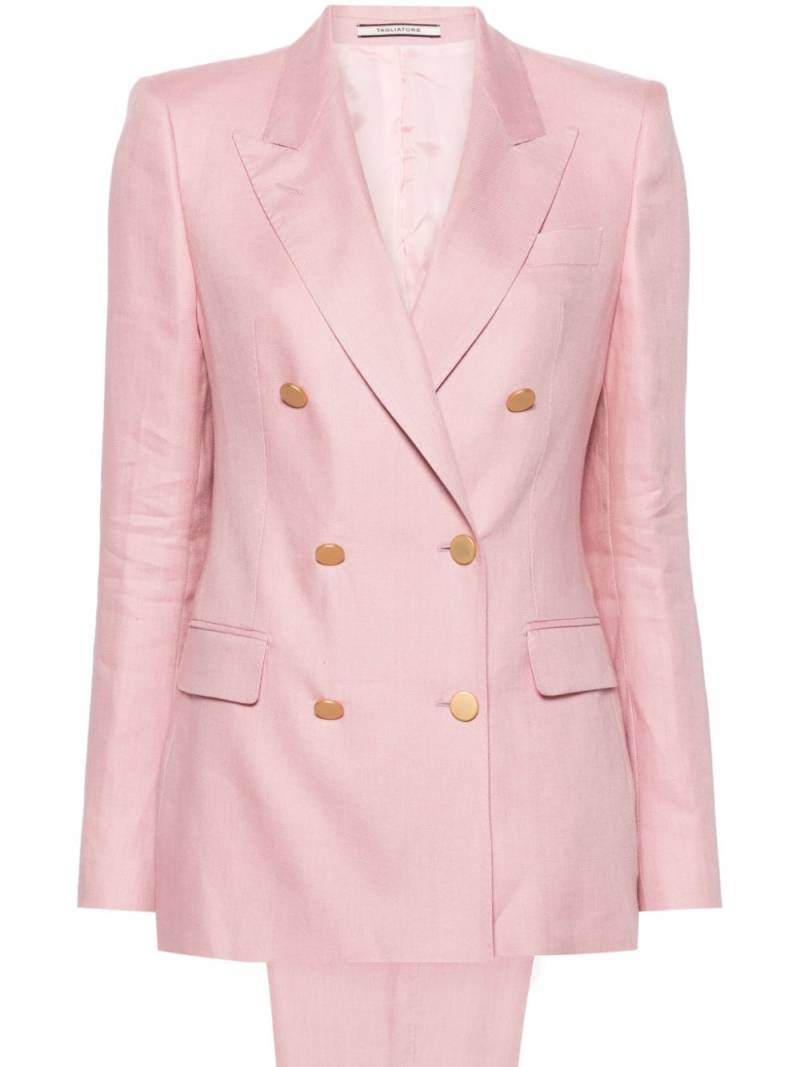 Tagliatore double-breasted linen suit - Pink von Tagliatore