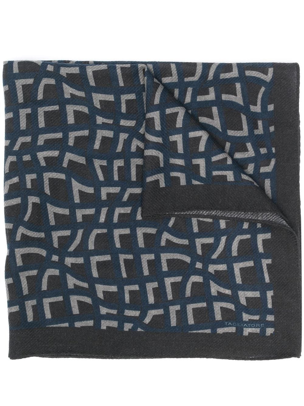 Tagliatore geometric-print wool-cashmere foulard - Blue von Tagliatore