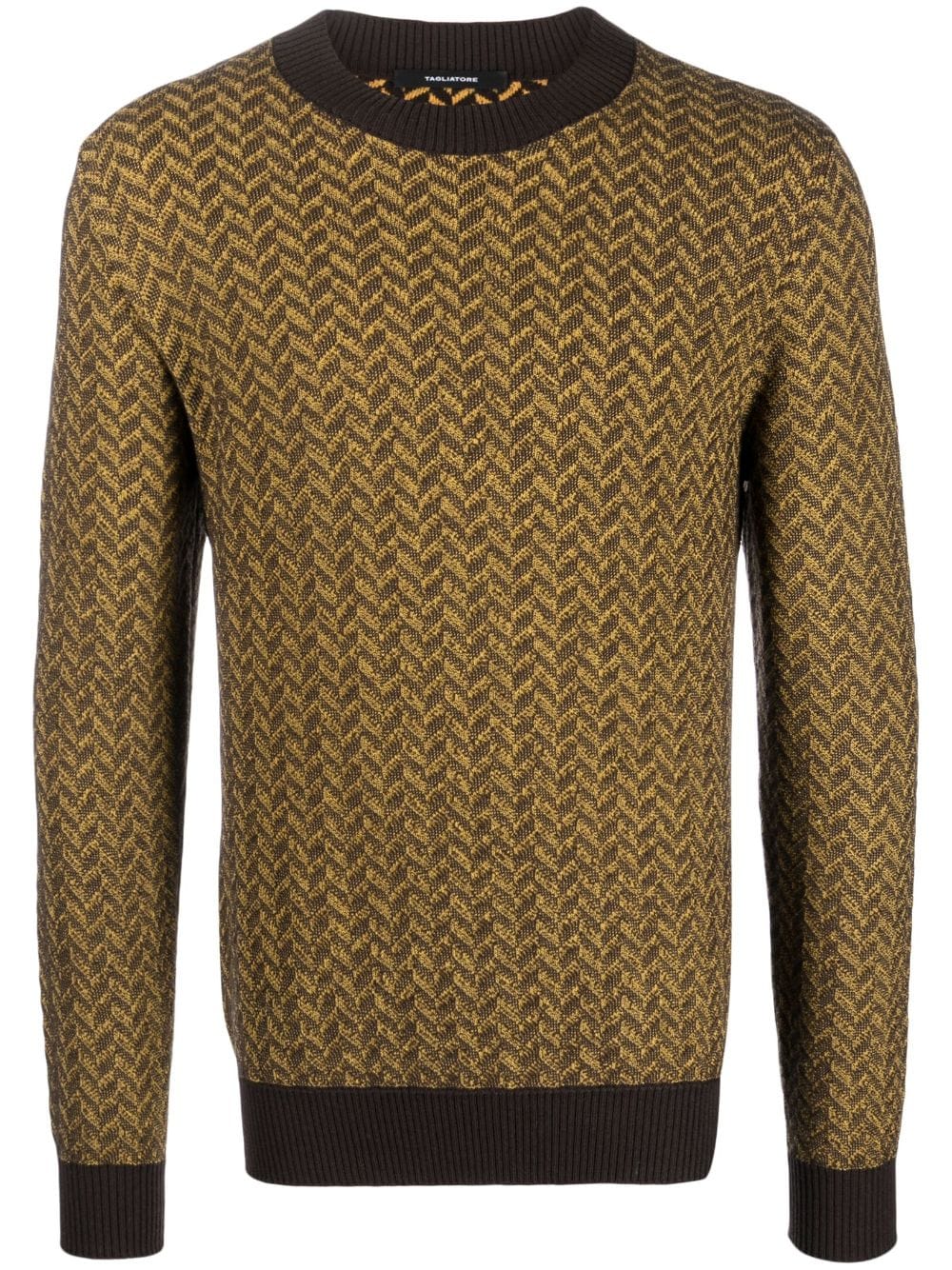 Tagliatore herringbone crew-neck jumper - Brown von Tagliatore