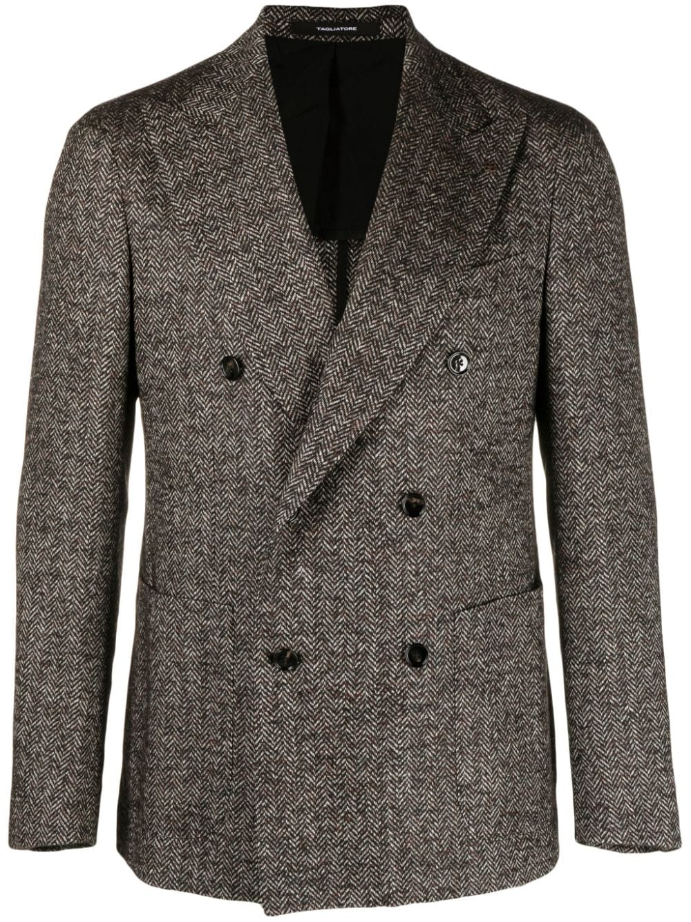 Tagliatore herringbone double-breasted wool-blend blazer - Brown von Tagliatore