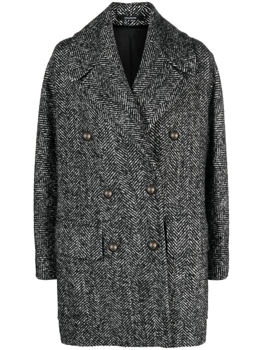 Tagliatore herringbone-pattern double-breasted coat - Black von Tagliatore