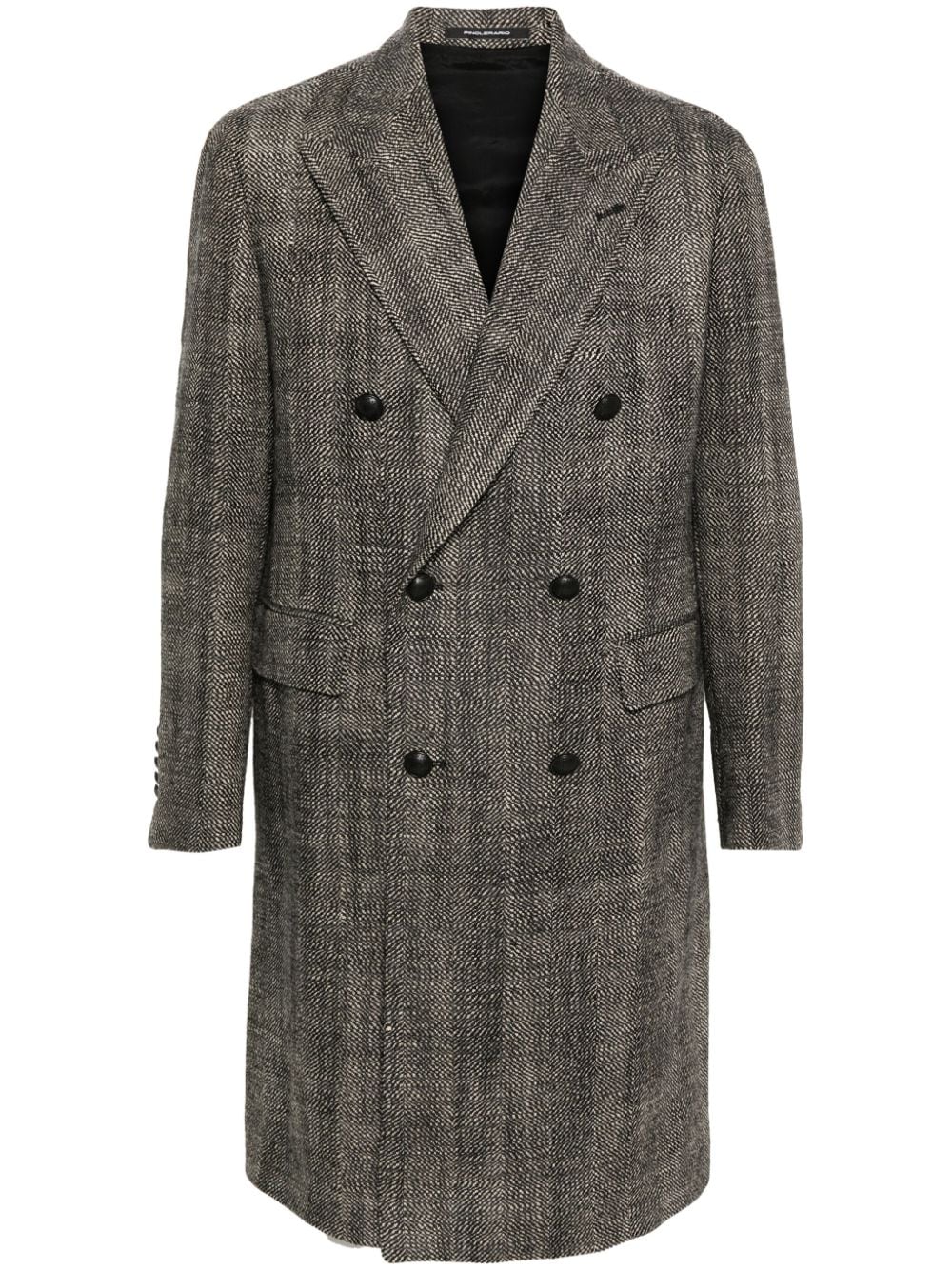 Tagliatore herringbone-pattern double-breasted coat - Black von Tagliatore