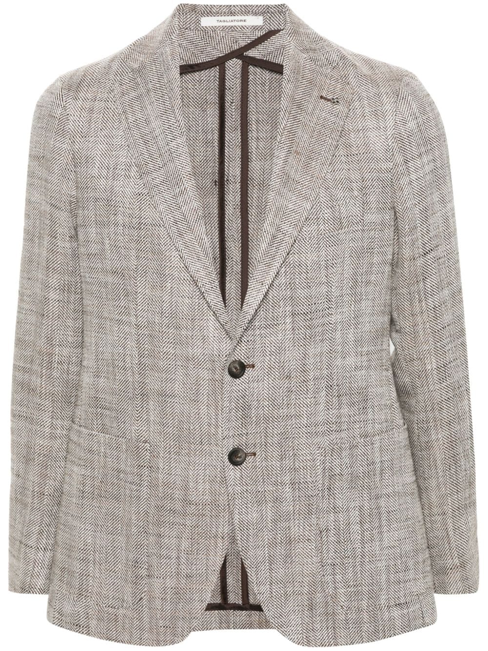 Tagliatore herringbone single-breasted blazer - Brown von Tagliatore