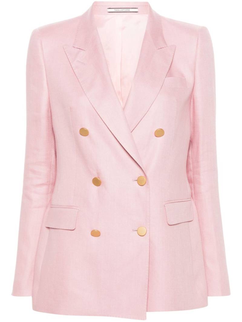 Tagliatore interlock-twill linen blazer - Pink von Tagliatore