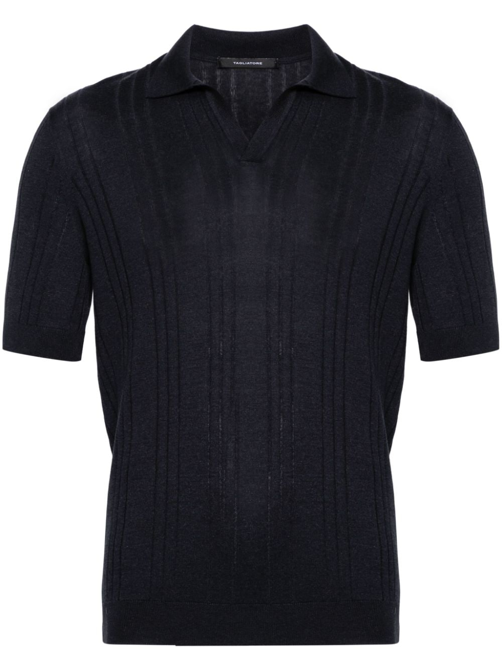 Tagliatore knitted silk polo shirt - Blue von Tagliatore