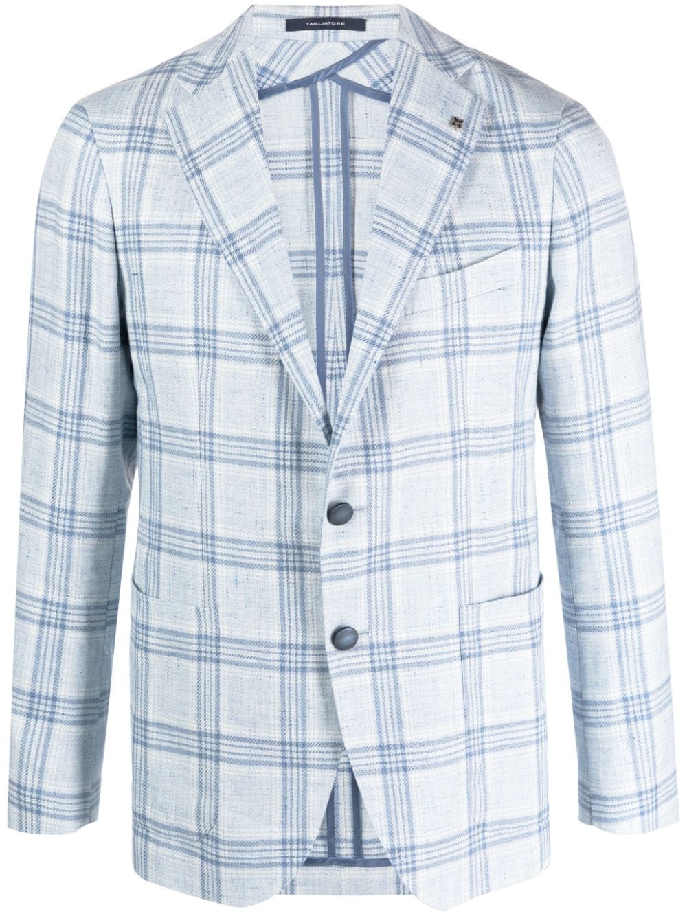 Tagliatore linen-blend checked blazer - Blue von Tagliatore