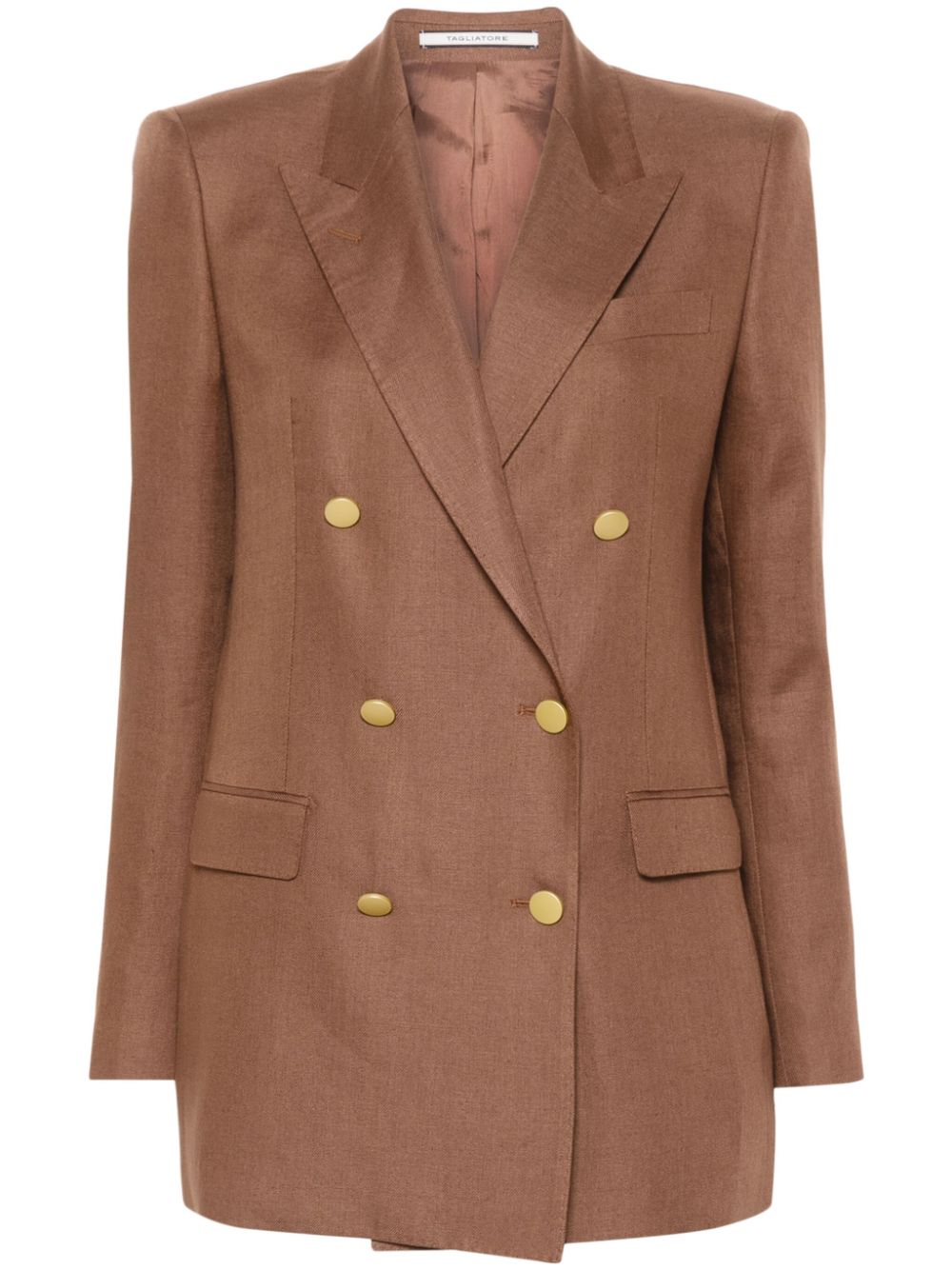 Tagliatore linen double-breasted blazer - Brown von Tagliatore