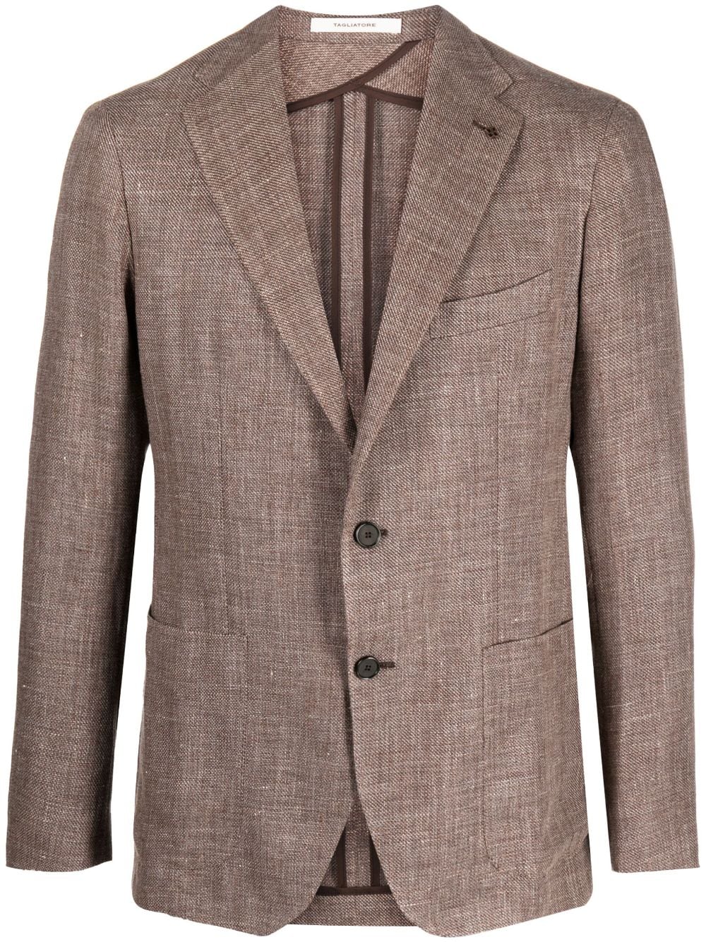 Tagliatore linen-wool single-breasted blazer - Brown von Tagliatore