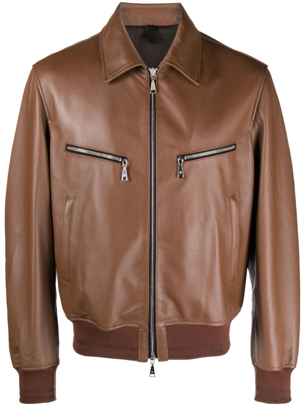 Tagliatore long-sleeve leather jacket - Brown von Tagliatore