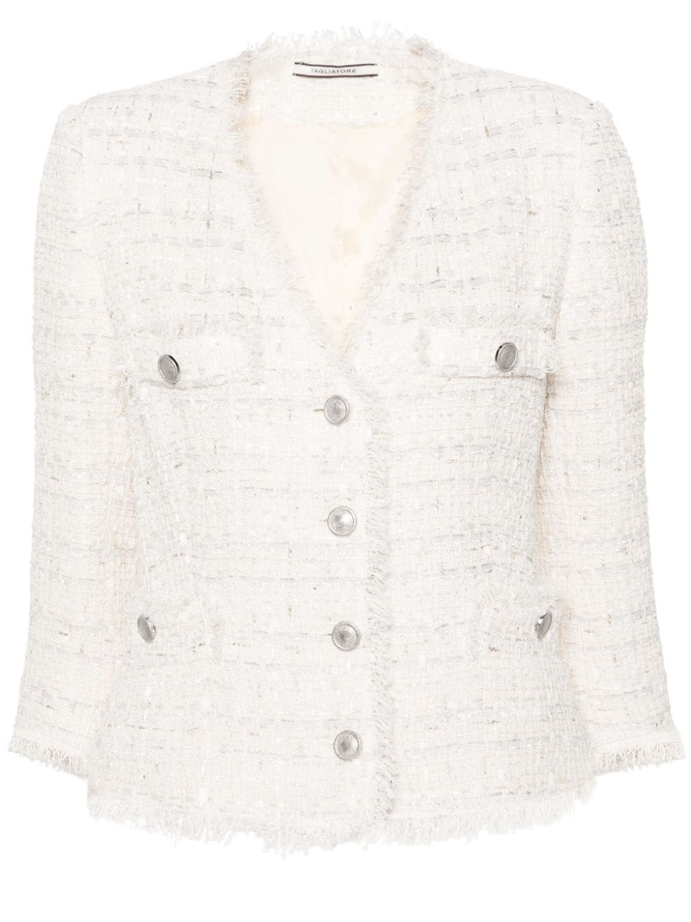 Tagliatore lurex-detailing frayed tweed jacket - Neutrals von Tagliatore