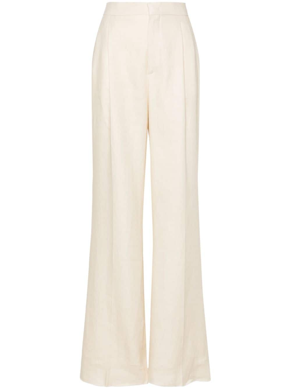 Tagliatore pleat-detail linen trousers - Neutrals von Tagliatore