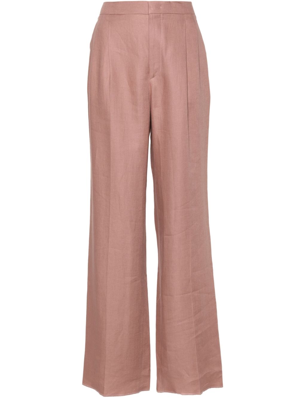 Tagliatore pleat-detail linen trousers - Pink von Tagliatore
