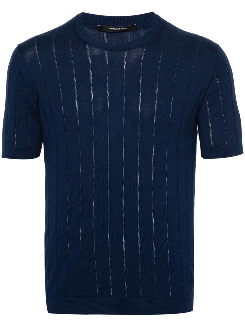 Tagliatore ribbed-knit cotton T-shirt - Blue von Tagliatore