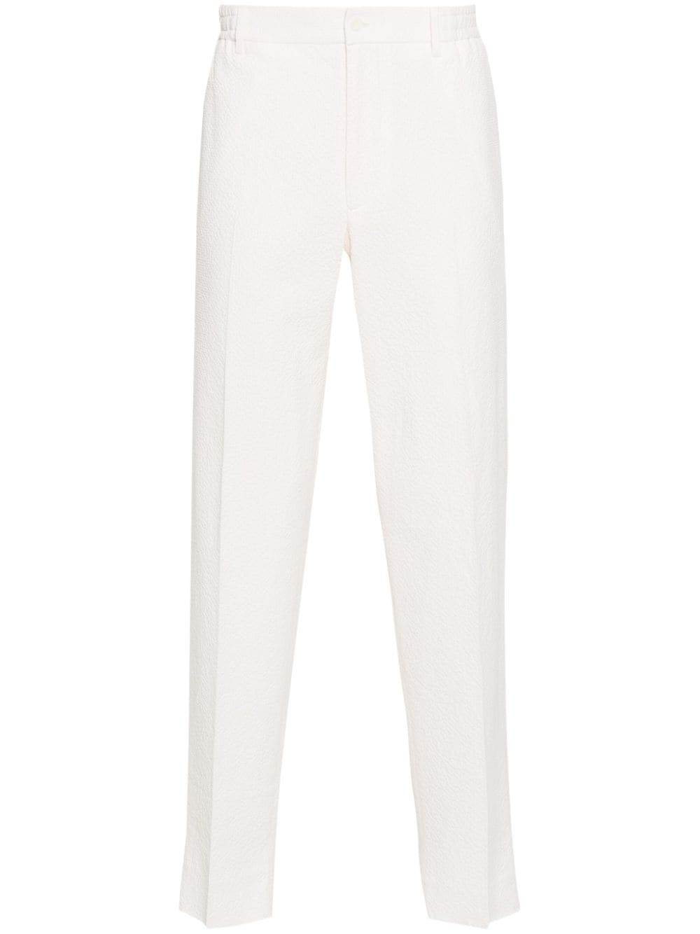 Tagliatore seersucker tapered trousers - Neutrals von Tagliatore