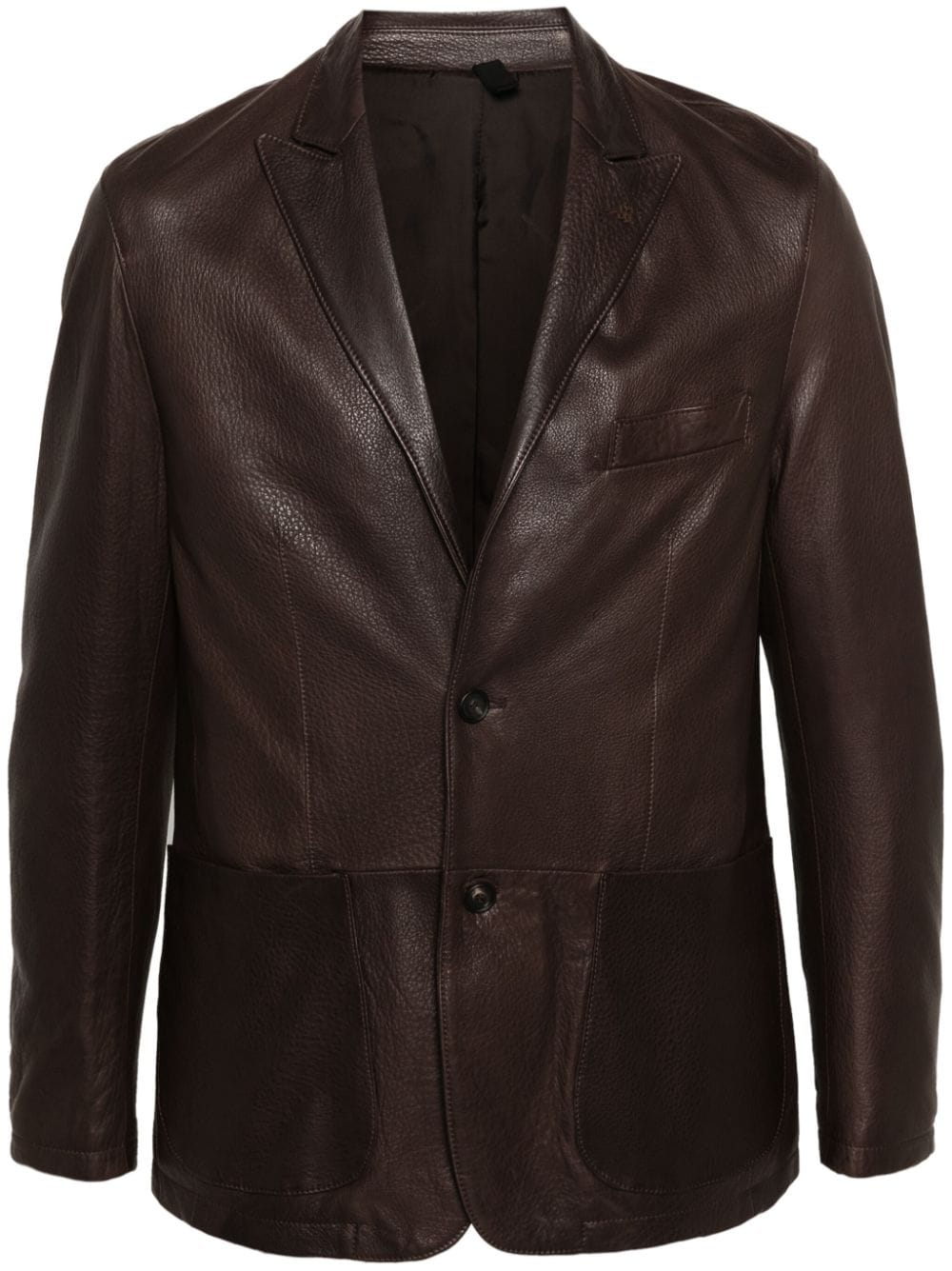Tagliatore single-breasted leather blazer - Brown von Tagliatore