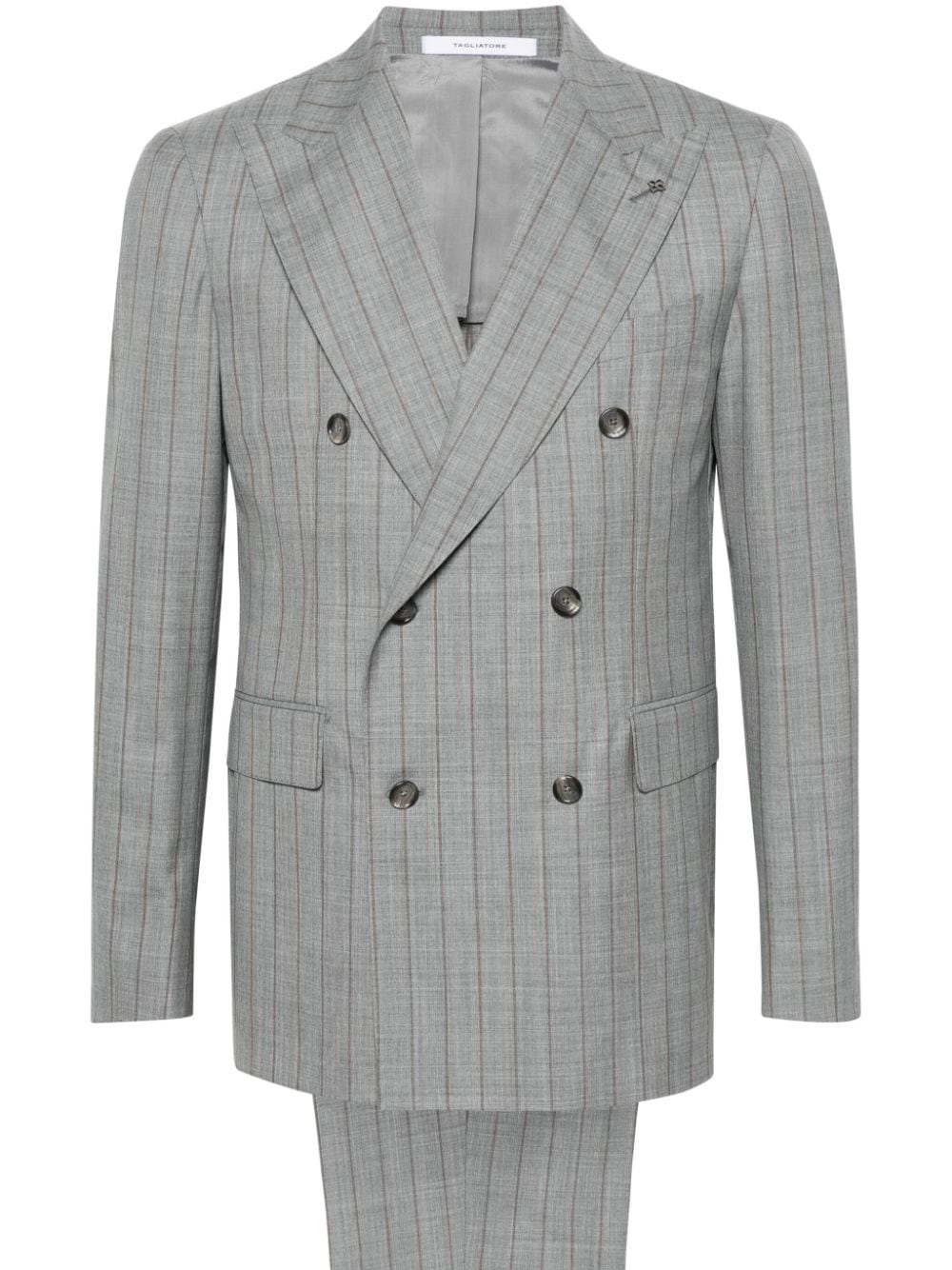 Tagliatore striped double-breasted suit - Grey von Tagliatore