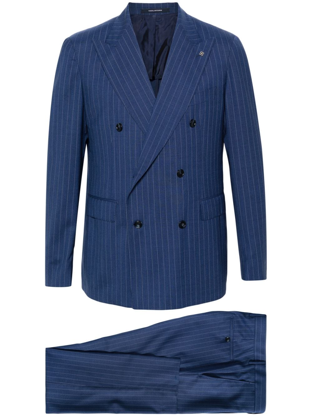 Tagliatore striped peak-lapels double-breasted suit - Blue von Tagliatore