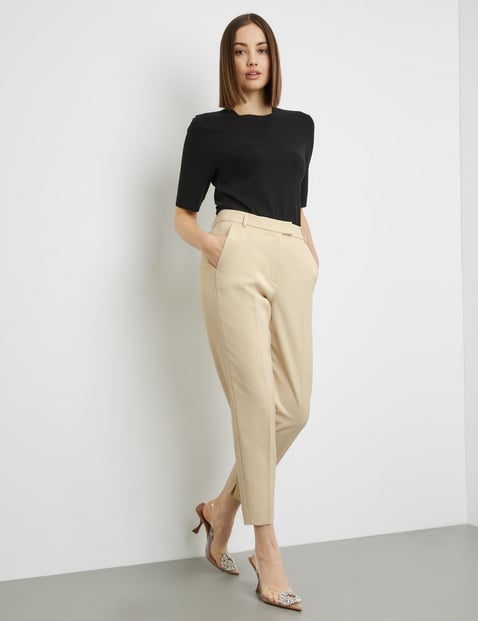 TAIFUN Damen 7/8 Hose mit Bügelfalten Slim Fit Beige von Taifun