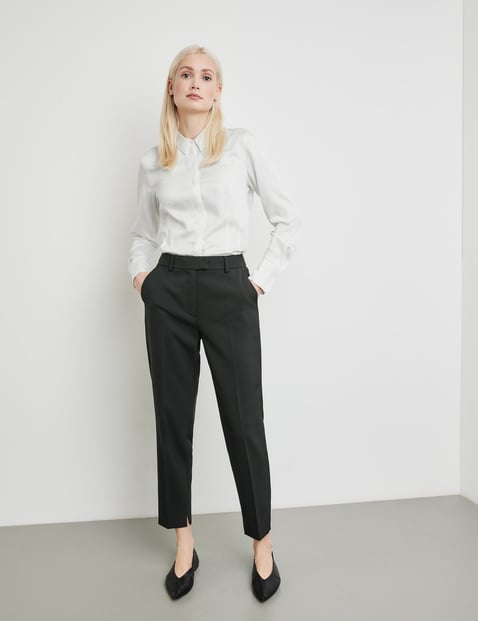 TAIFUN Damen 7/8 Hose mit Bügelfalten Slim Fit Schwarz von Taifun