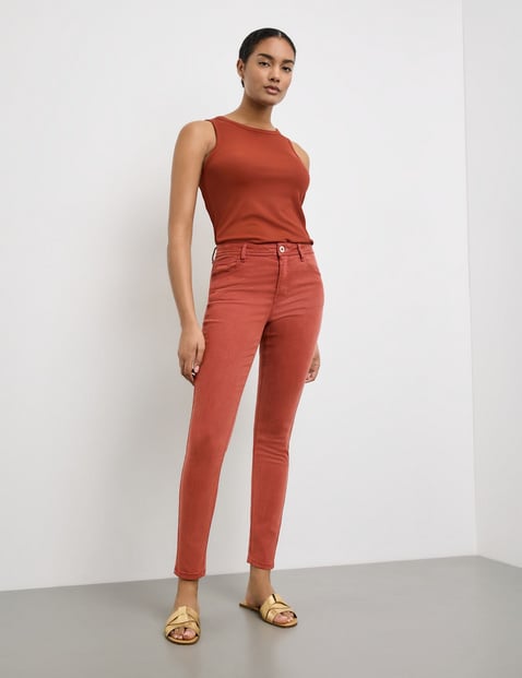 TAIFUN Damen Skinny Jeans im 5-Pocket-Stil Lyocell Braun von Taifun