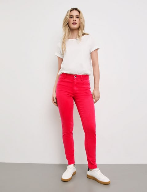 TAIFUN Damen Skinny Jeans im 5-Pocket-Stil Lyocell Rot von Taifun