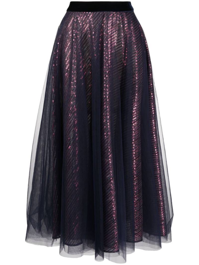 Talbot Runhof Bayadere sequined midi skirt - Purple von Talbot Runhof