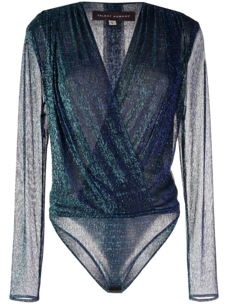 Talbot Runhof Matrix metallic-threaded bodysuit - Blue von Talbot Runhof