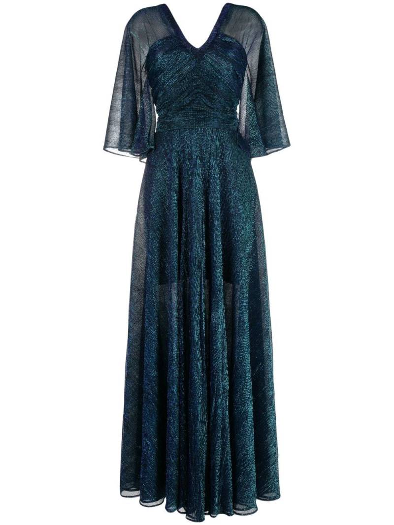 Talbot Runhof V-neck draped gown - Blue von Talbot Runhof