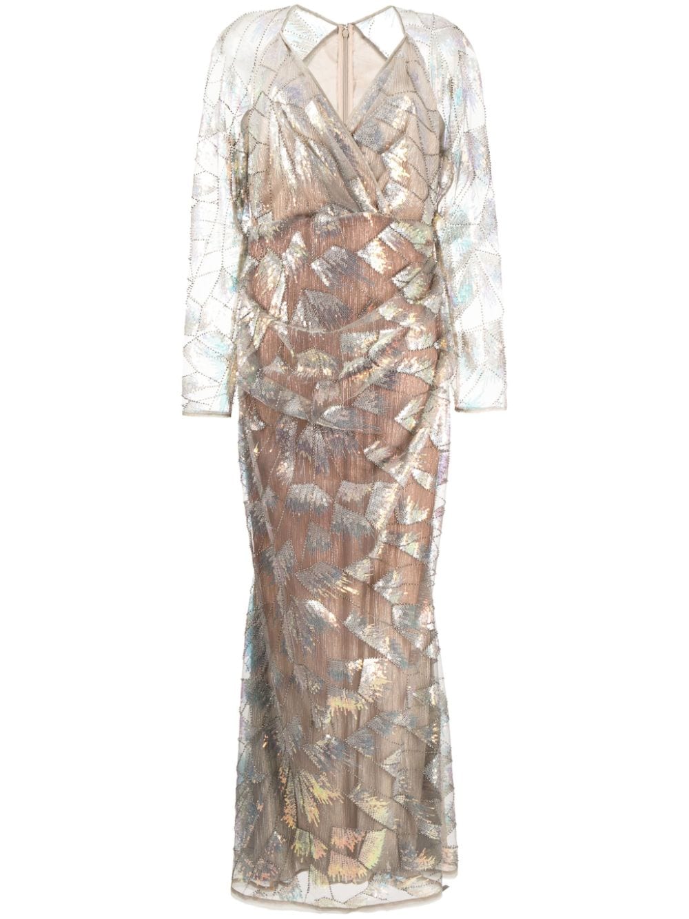 Talbot Runhof V-neck floor-length dress - Silver von Talbot Runhof