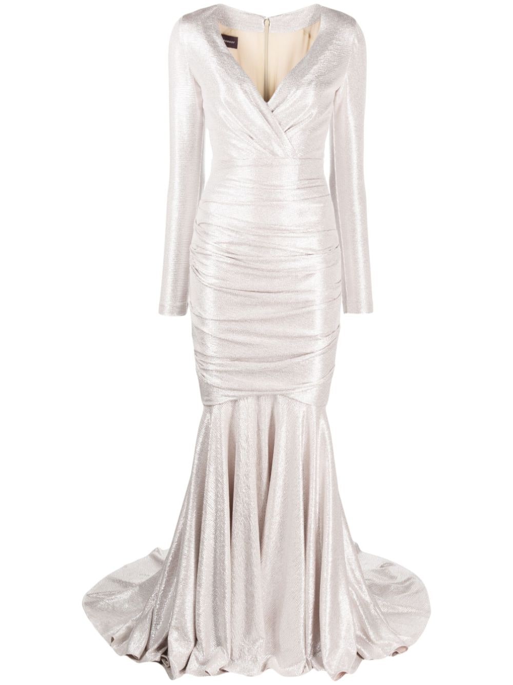 Talbot Runhof V-neck ruched gown - Neutrals von Talbot Runhof