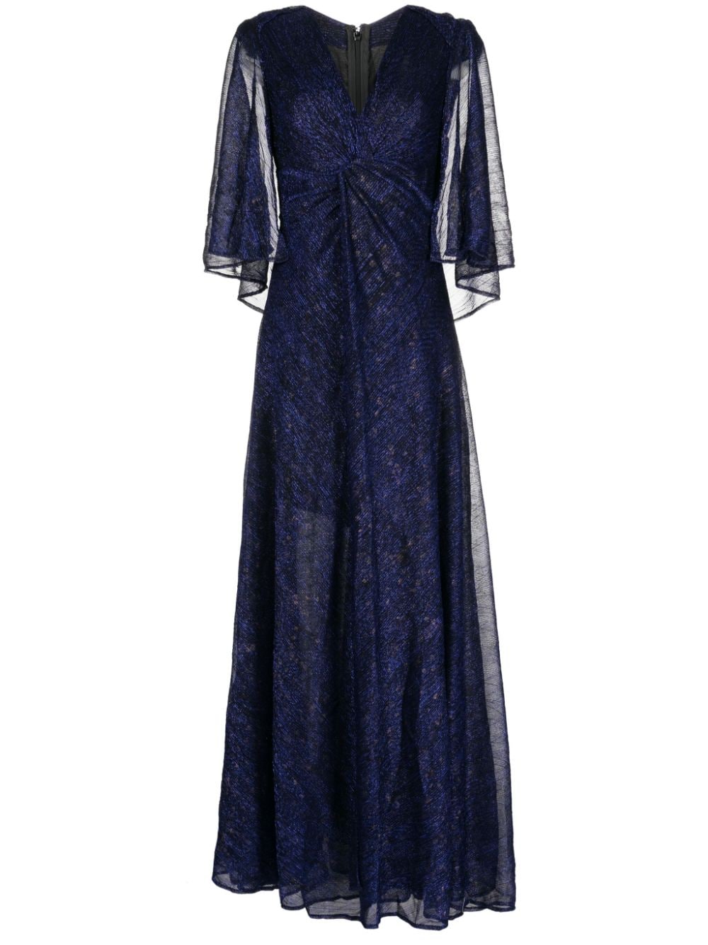 Talbot Runhof cape-effect metallic-voile gown - Blue von Talbot Runhof