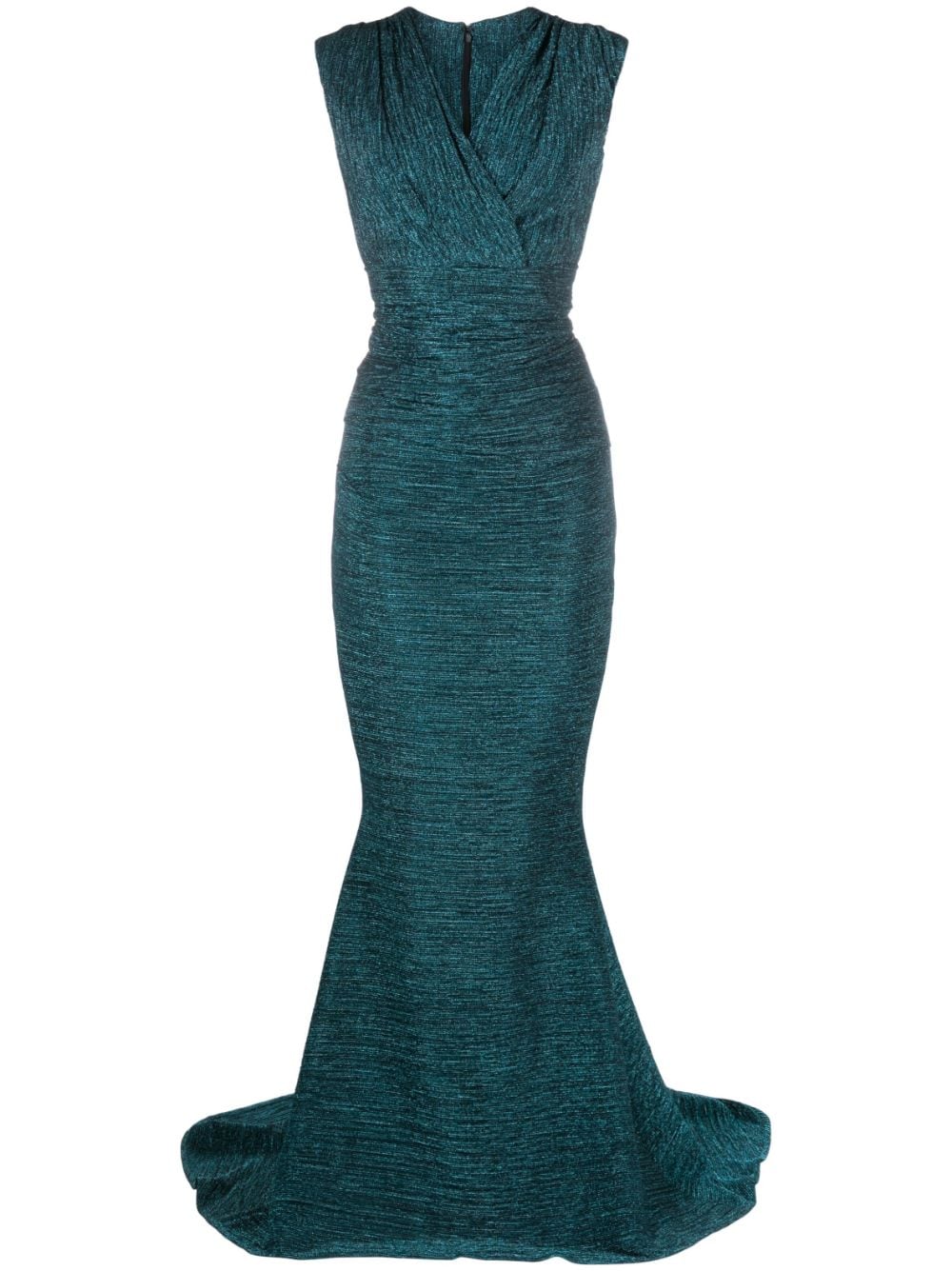 Talbot Runhof glitter-detail V-neck gown dress - Green von Talbot Runhof