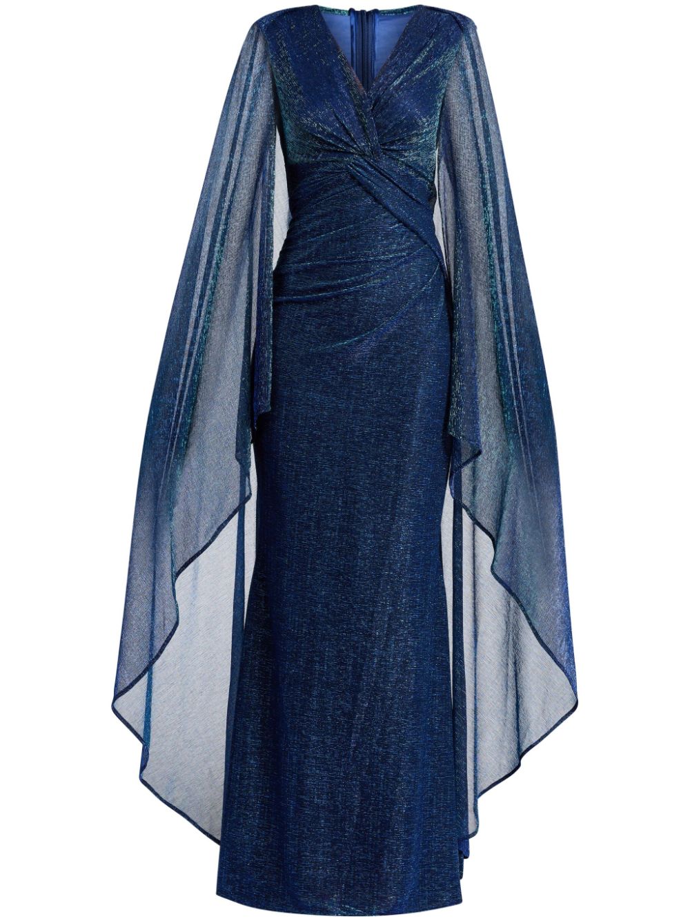 Talbot Runhof knot-detail cape maxi dress - Blue von Talbot Runhof