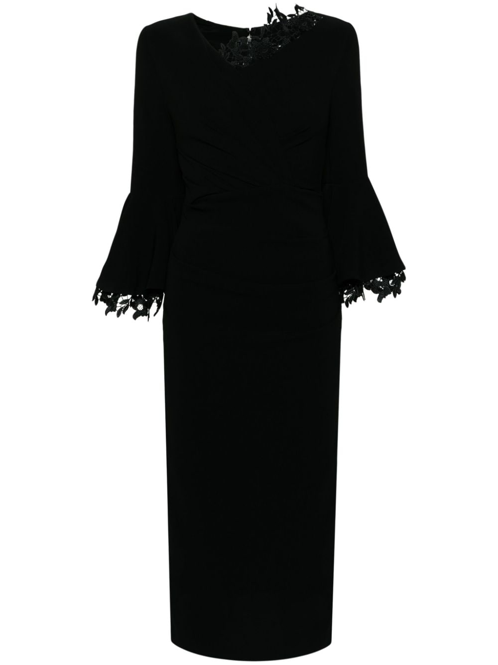 Talbot Runhof lace-trim draped midi dress - Black von Talbot Runhof